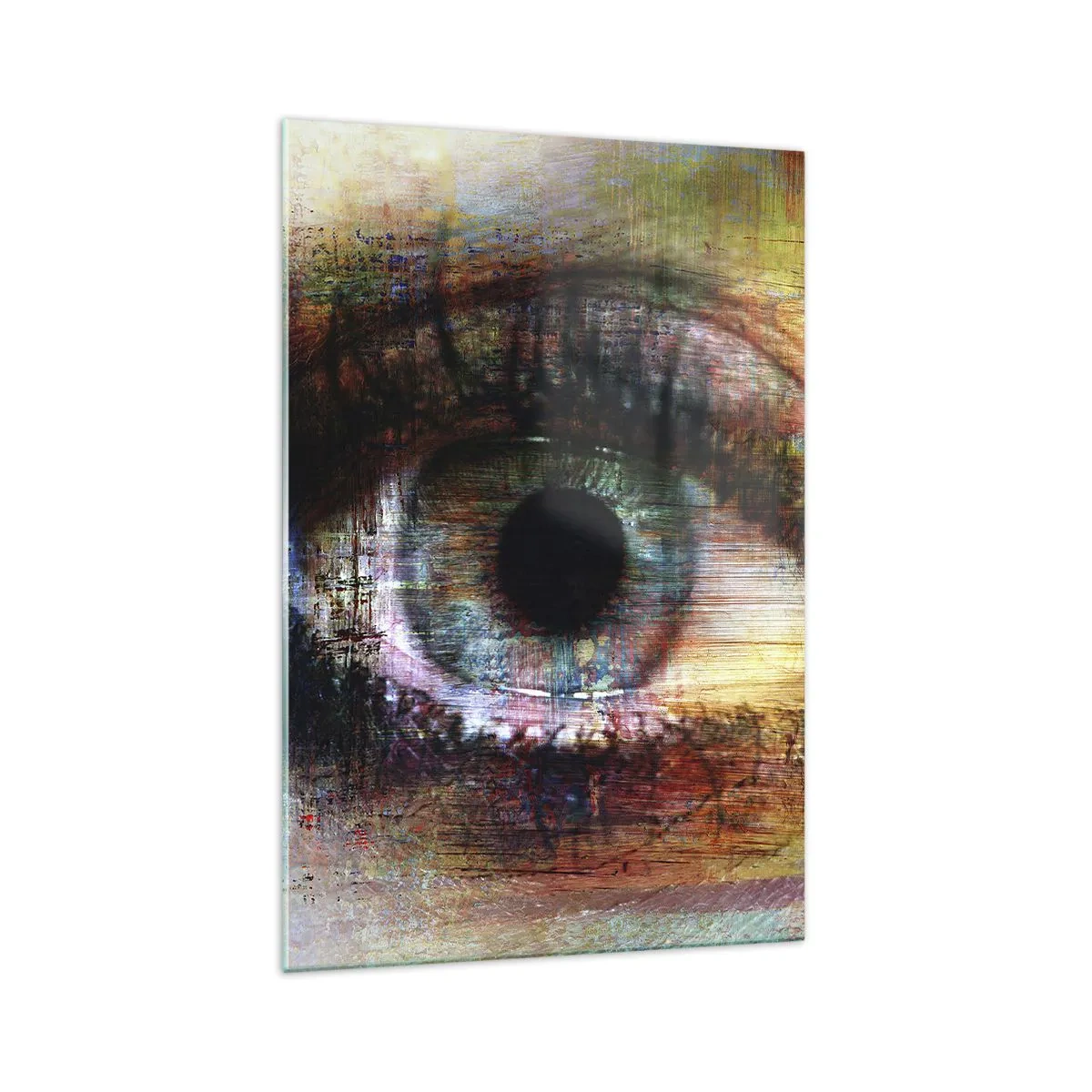 Quadro su vetro - Occhio artistico nell'astrazione multicolore - 70x100cm - Si può vedere l'anima - Decorazione murale moderna per soggiorno e camera da letto ARTTOR