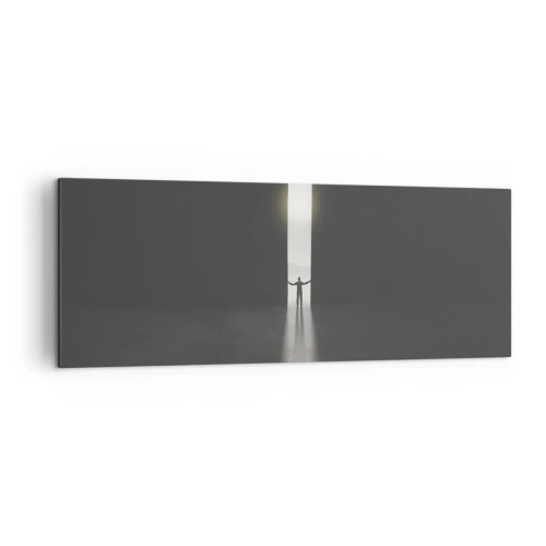 Quadro su tela - Stampe su Tela - Un uomo in piedi alla luce di una stretta fessura in uno spazio buio - 140x50cm - Un passo verso un chiaro futuro - Decorazione murale moderna per soggiorno e camera da letto ARTTOR
