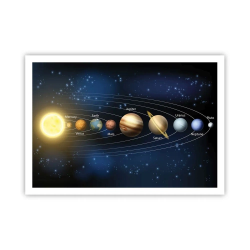 Poster - Schema del sistema solare con pianeti e sole - 100x70cm - Uno su dieci - Decorazione murale moderna per soggiorno e camera da letto ARTTOR