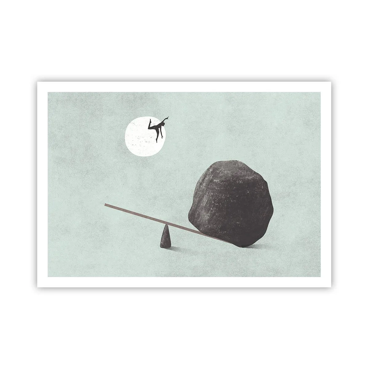 Poster - Una scena simbolica con una figura in equilibrio su uno sfondo di cielo luminoso. - 100x70cm - Sogno adempiuto - Decorazione murale moderna per soggiorno e camera da letto ARTTOR