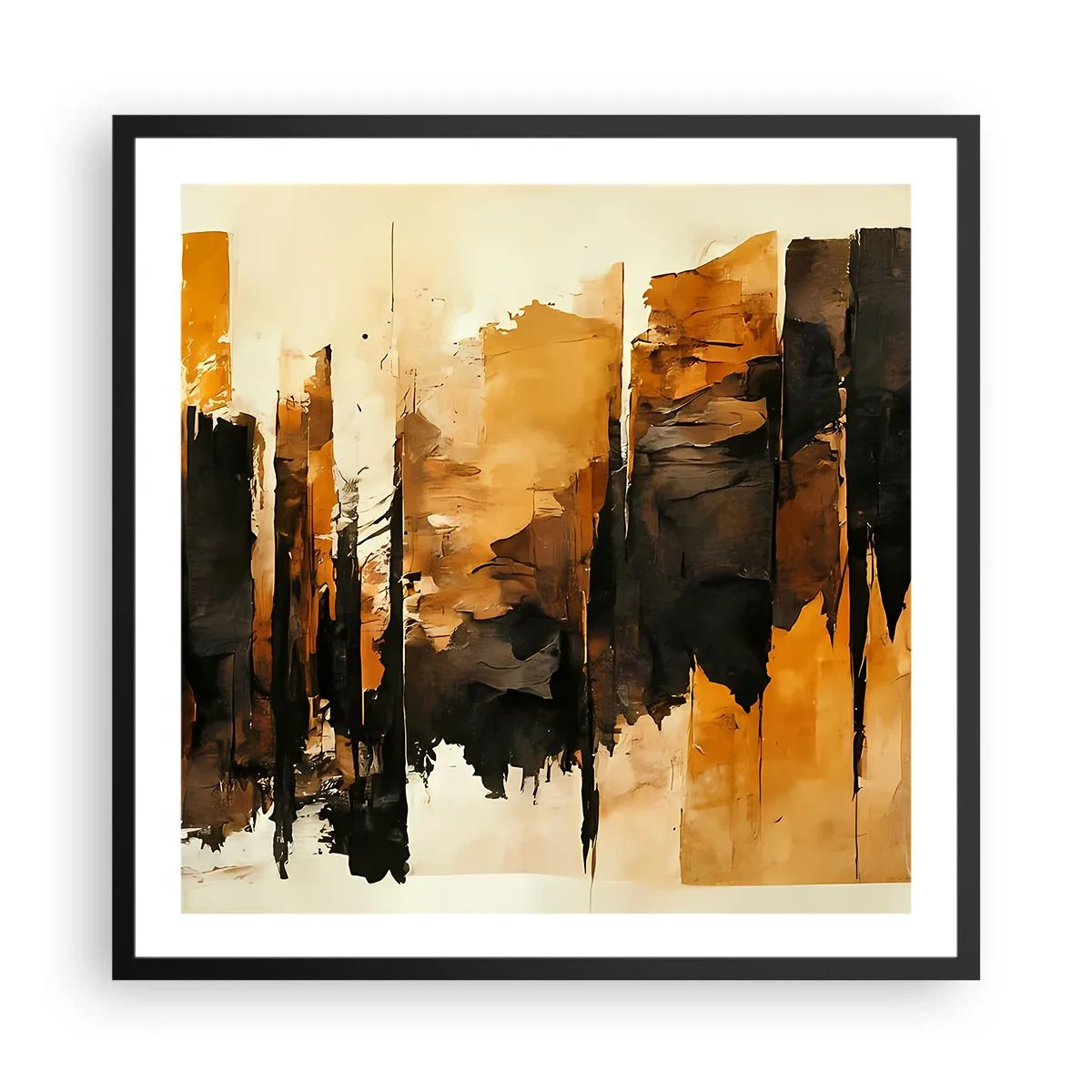 Poster in cornice nera - Armonia di nero e oro - 60x60 cm