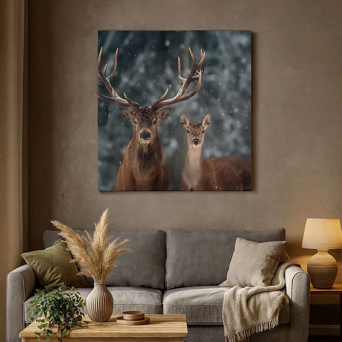 Quadro su tela - Stampe su Tela - Il re della foresta con la consorte - 30x30 cm