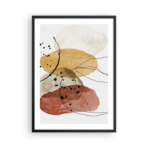 Poster in cornice nera - Forme astratte nei toni del beige, giallo e rosso - 50x70cm - Come aria leggera e trasparente - Decorazione murale moderna per soggiorno e camera da letto ARTTOR