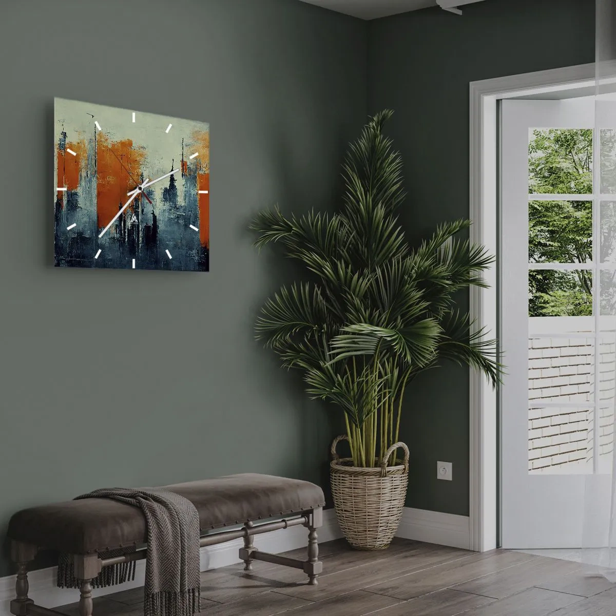 Orologio da parete - Orologio in Vetro - Paesaggio moderno - 40x40 cm