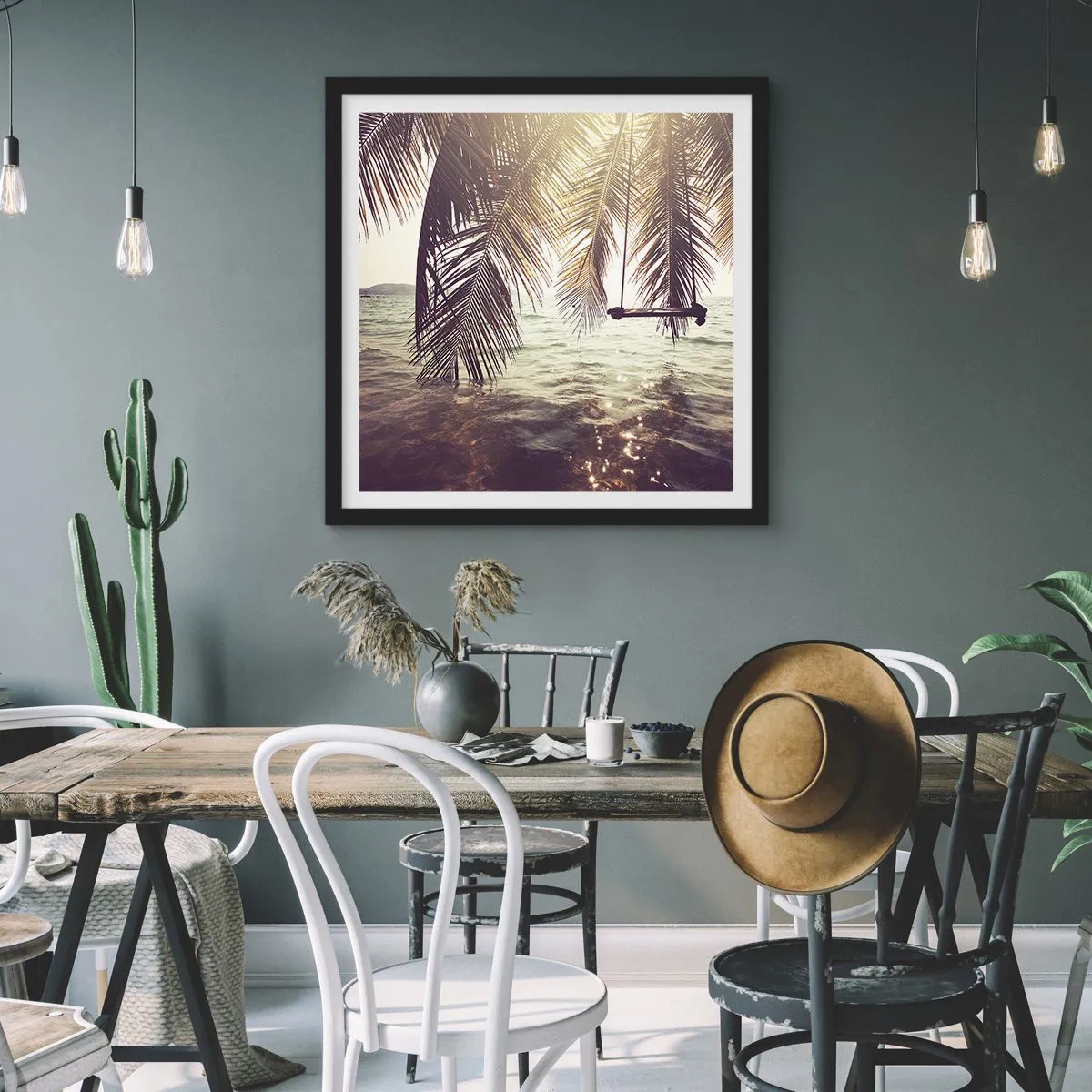 Poster in cornice nera - Si può dondolare tra le nuvole a volontà - 40x40 cm