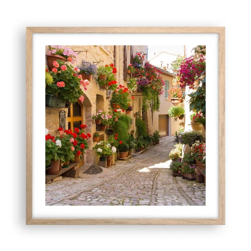 Poster in cornice rovere chiaro - Un'esplosione di fiori - 50x50 cm