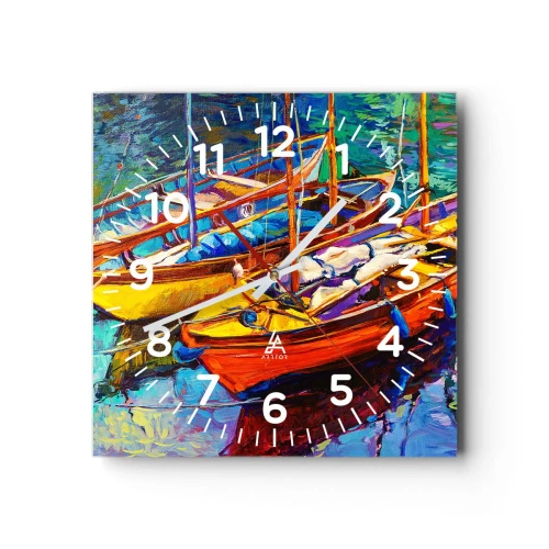 Orologio da parete - Orologio in Vetro - Su un'acqua più densa dei colori - 40x40 cm