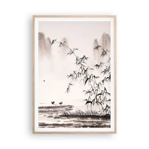 Poster in cornice rovere chiaro - Il silenzio dei campi di riso - 70x100 cm