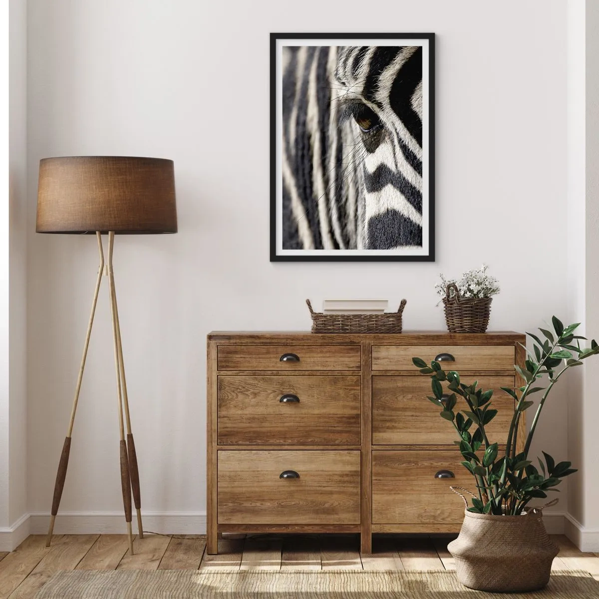 Poster in cornice nera - Ritratto a strisce - 61x91 cm