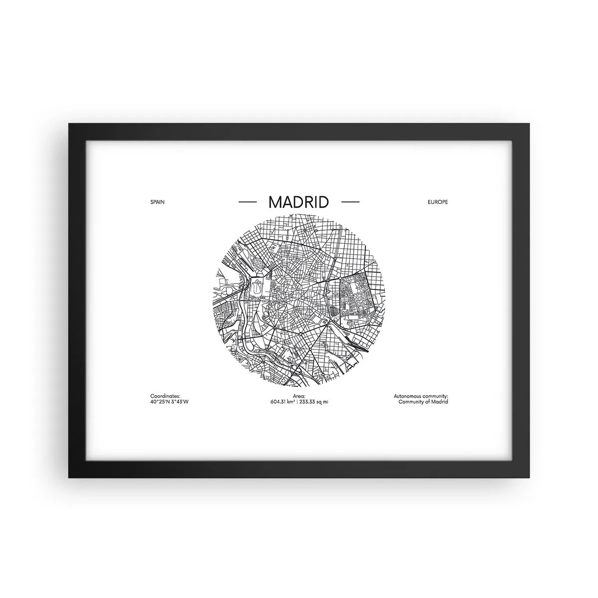 Poster in cornice nera - Anatomia di Madrid - 40x30 cm