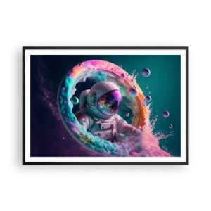 Poster in cornice nera - Astronauta in un'aura cosmica colorata - 100x70cm - Stargate - Decorazione murale moderna per soggiorno e camera da letto ARTTOR