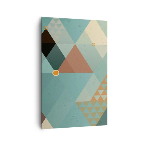Quadro su tela - Stampe su Tela - Motivi geometrici nei toni del turchese e del marrone - 80x120cm - Unità della molteplicità, molteplicità dell'unità - Decorazione murale moderna per soggiorno e camera da letto ARTTOR