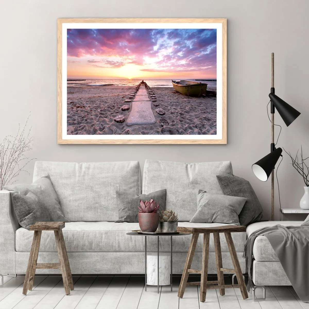 Poster in cornice rovere chiaro - Un momento profondo - 100x70 cm