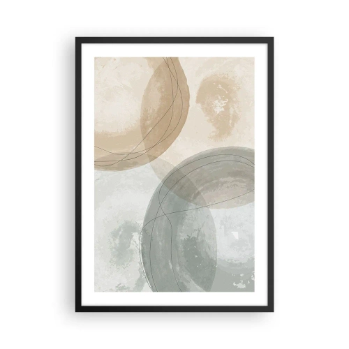 Poster in cornice nera - Forme geometriche nei toni pastello della terra - 50x70cm - Compenetrazione di mondi - Decorazione murale moderna per soggiorno e camera da letto ARTTOR