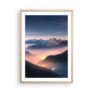 Poster in cornice rovere chiaro - La luce nelle valli - 50x70 cm