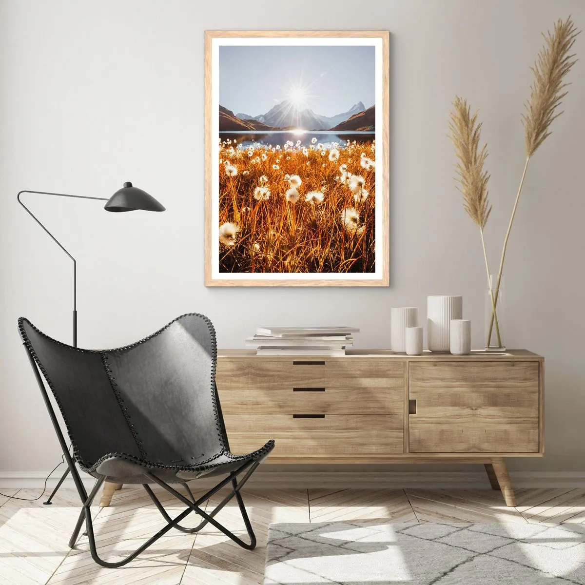 Poster in cornice rovere chiaro - Durezza delle pietre, morbidezza dell'erba - 40x50 cm