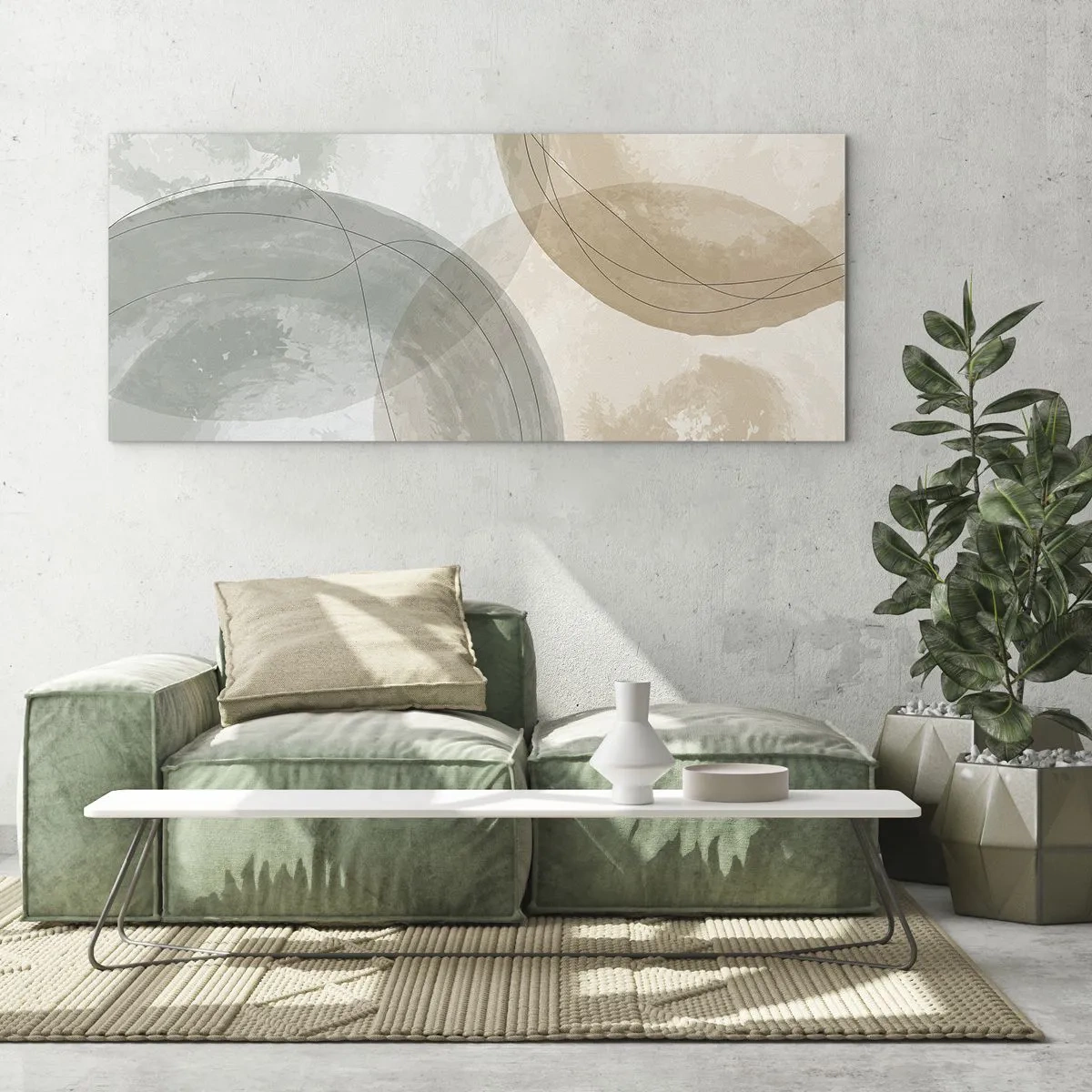 Quadro su vetro - Compenetrazione di mondi - 90x30 cm