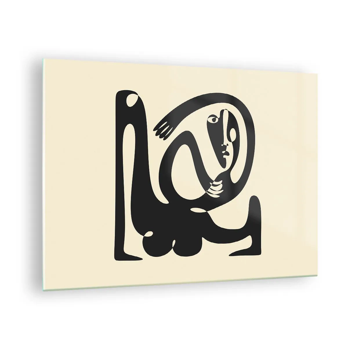 Quadro su vetro - Ritratto astratto in uno stile che ricorda Picasso - 70x50cm - Quasi Picasso - Decorazione murale moderna per soggiorno e camera da letto ARTTOR