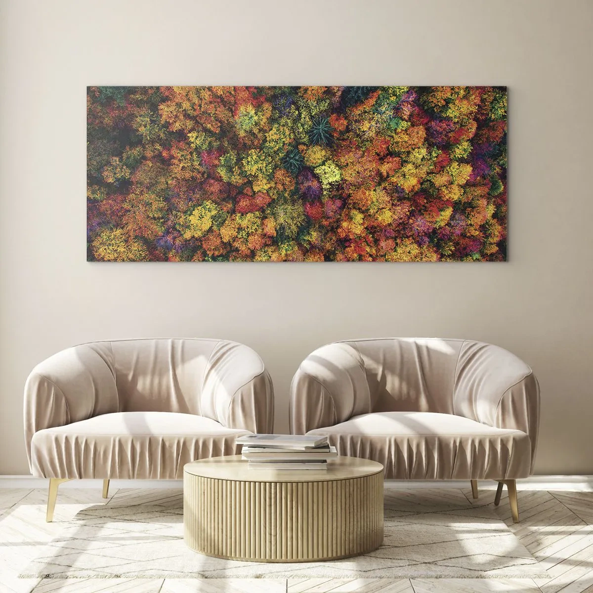 Quadro su vetro - Il bouquet degli alberi d'autunno - 100x40 cm