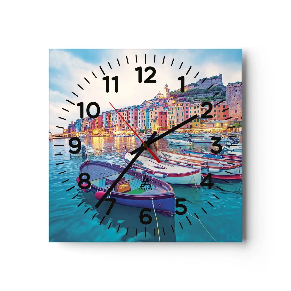 Orologio da parete - Orologio in Vetro - Sera colorata nel porto - 40x40 cm