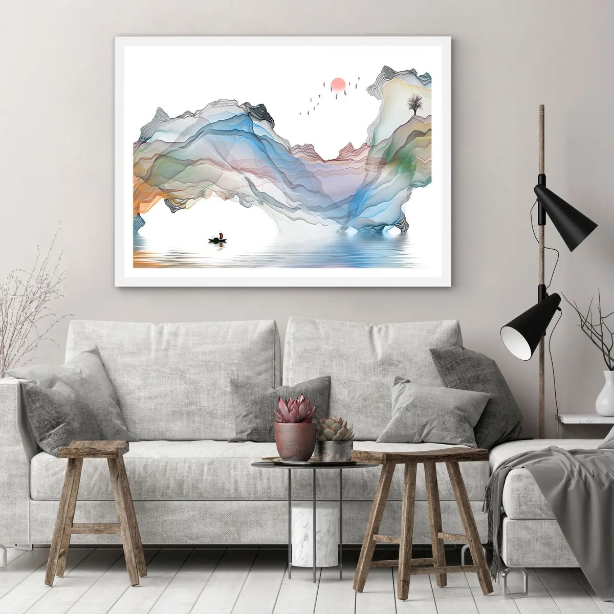 Poster in cornice bianca - Verso i monti di cristallo - 50x40 cm