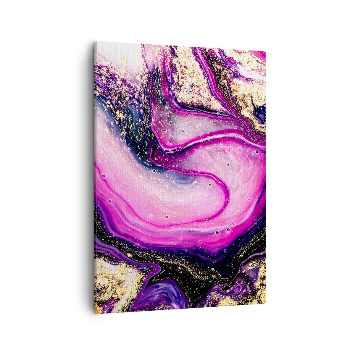 Quadro su tela - Stampe su Tela - Onde astratte nei toni del viola e dell'oro - 50x70cm - Un attimo dietro le quinte - Decorazione murale moderna per soggiorno e camera da letto ARTTOR