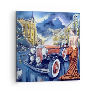 Quadro su tela - Stampe su Tela - Notturno in blu e coralli - 70x70 cm