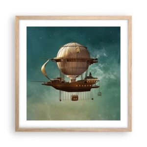 Poster in cornice rovere chiaro - Saluti da Jules Verne - 50x50 cm