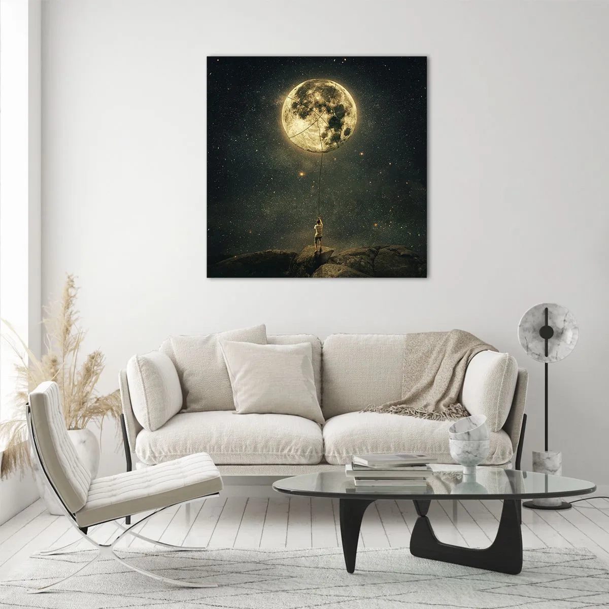Quadro su vetro - Chi ha rubato la luna - 40x40 cm