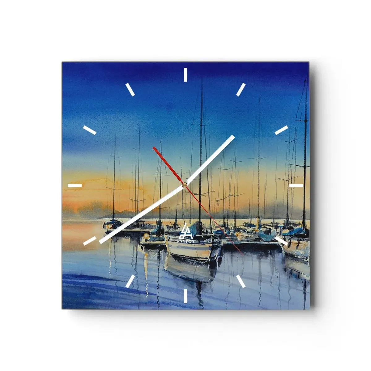 Orologio da parete - Orologio in Vetro - La fine di una buona giornata - 40x40 cm