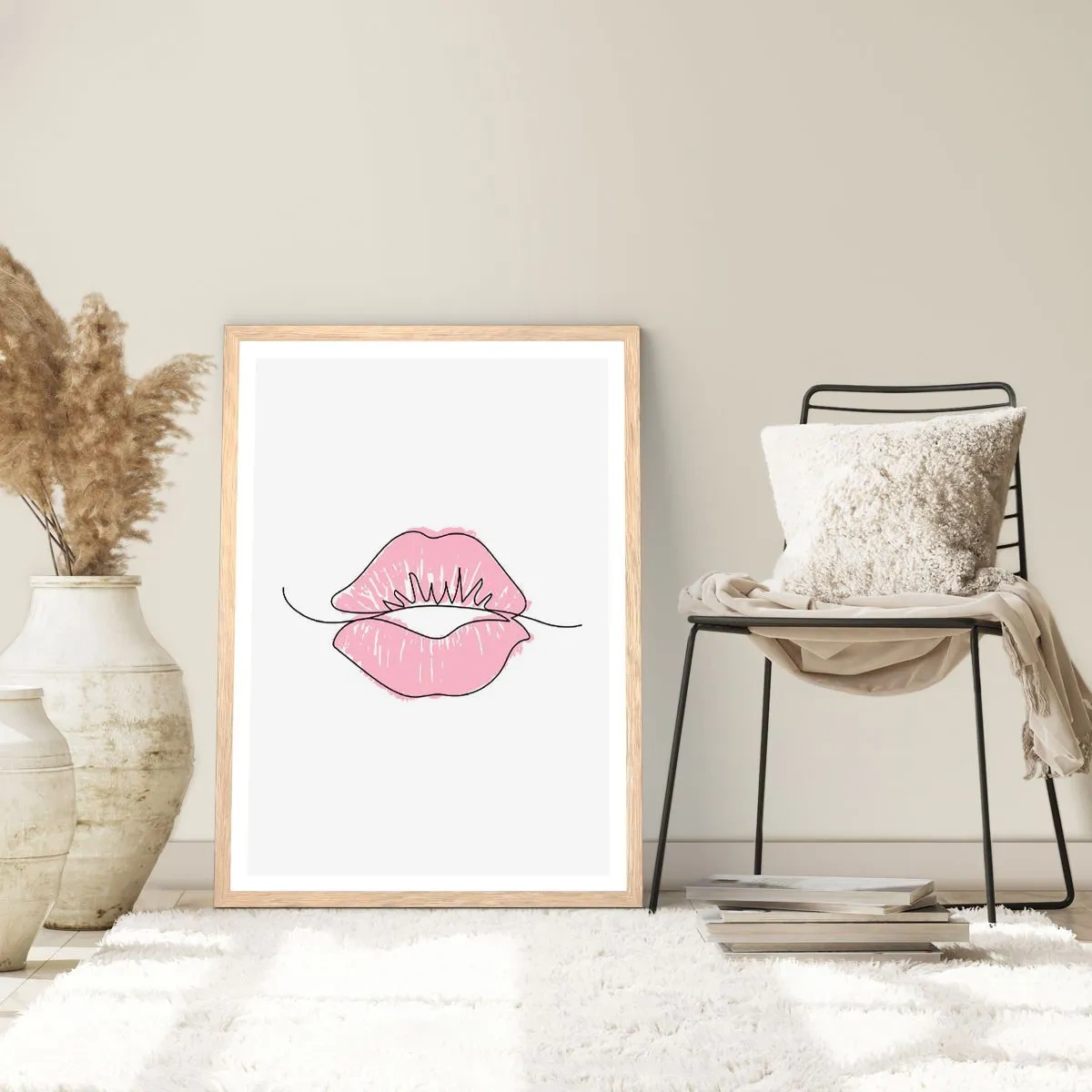 Poster in cornice rovere chiaro - Pronti al bacio? - 70x100 cm