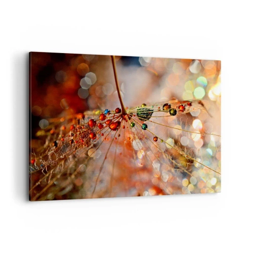 Quadro su tela - Stampe su Tela - Macrofotografia di una goccia d'acqua su una pianta delicata - 100x70cm - Posate sulla ragnatela - Decorazione murale moderna per soggiorno e camera da letto ARTTOR