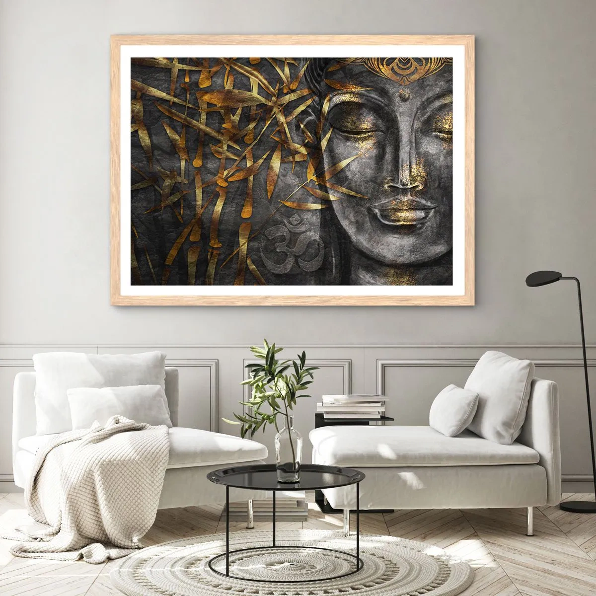 Poster in cornice rovere chiaro - Senti la pace - 100x70 cm