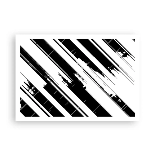 Poster - Linee in bianco e nero e motivi geometrici in stile moderno - 100x70cm - Composizione intensa e dinamica - Decorazione murale moderna per soggiorno e camera da letto ARTTOR