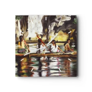 Orologio da parete - Orologio in Vetro - Nel paradiso della Polinesia - 40x40 cm