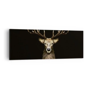 Quadro su tela - Stampe su Tela - Cervo poligonale geometrico su sfondo nero - 140x50cm - Cervo cubista - Decorazione murale moderna per soggiorno e camera da letto ARTTOR