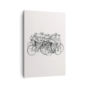Quadro su tela - Stampe su Tela - Un gruppo di ciclisti in movimento in stile minimalista - 70x100cm - Insieme - Decorazione murale moderna per soggiorno e camera da letto ARTTOR