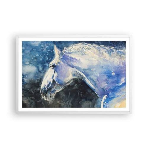 Poster in cornice bianca - Ritratto in luce blu - 91x61 cm
