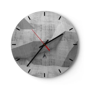 Orologio da parete - Orologio in Vetro - Struttura geometrica in cemento nei toni del grigio - 30x30cm - Una vera sfida - Decorazione murale moderna per soggiorno, cucina e camera da letto ARTTOR