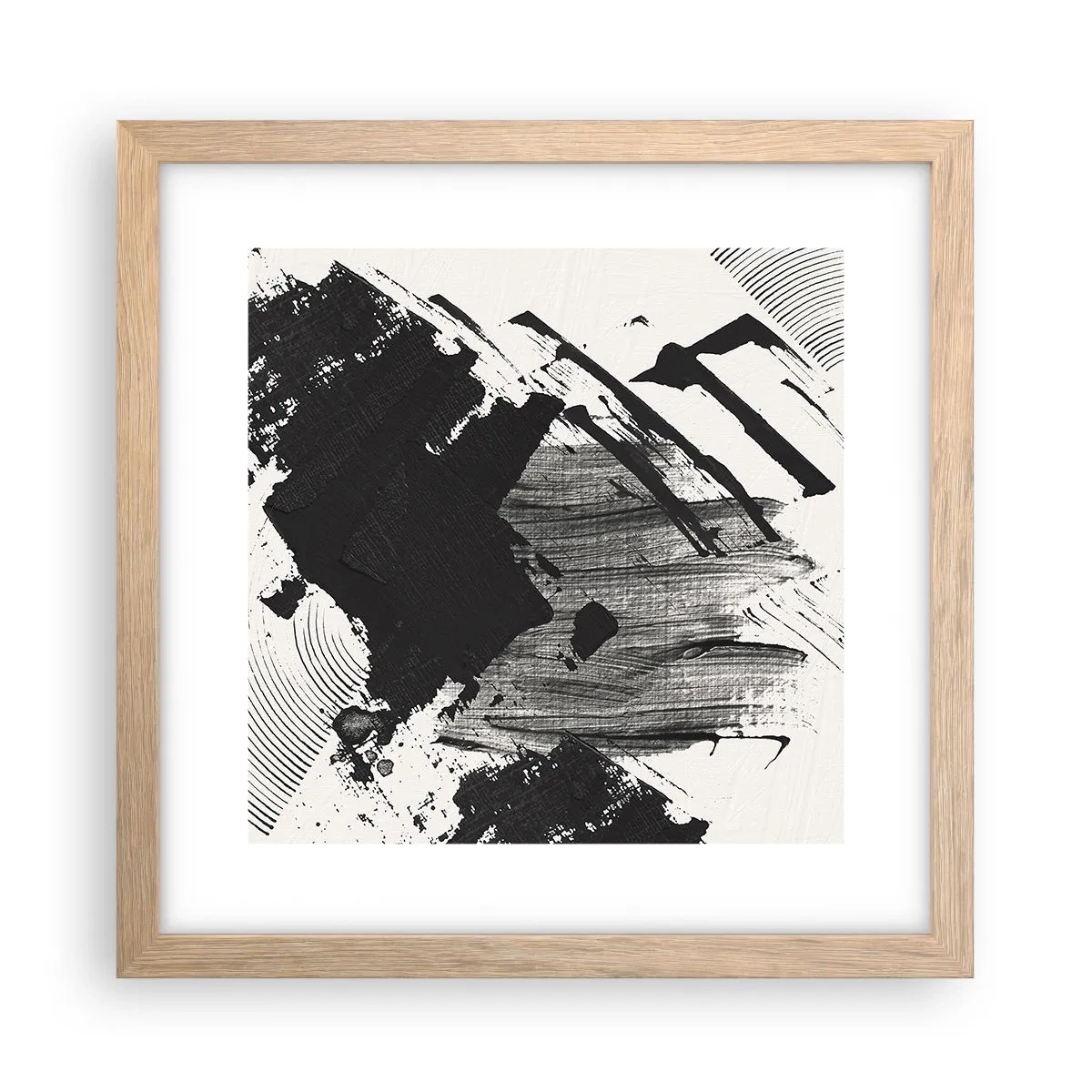 Poster in cornice rovere chiaro - Astrazione: espressione di nero - 30x30 cm