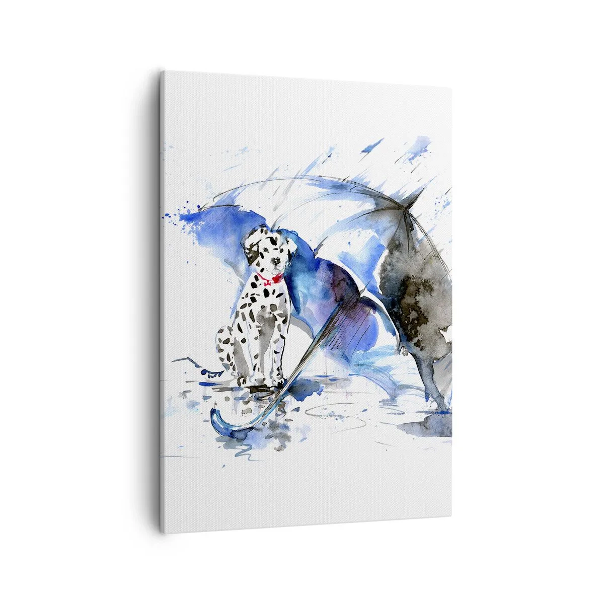 Quadro su tela - Stampe su Tela - Dipinto ad acquerello di un cane dalmata con un ombrello sullo sfondo - 50x70cm - Ecco a cosa serve un amico - Decorazione murale moderna per soggiorno e camera da letto ARTTOR