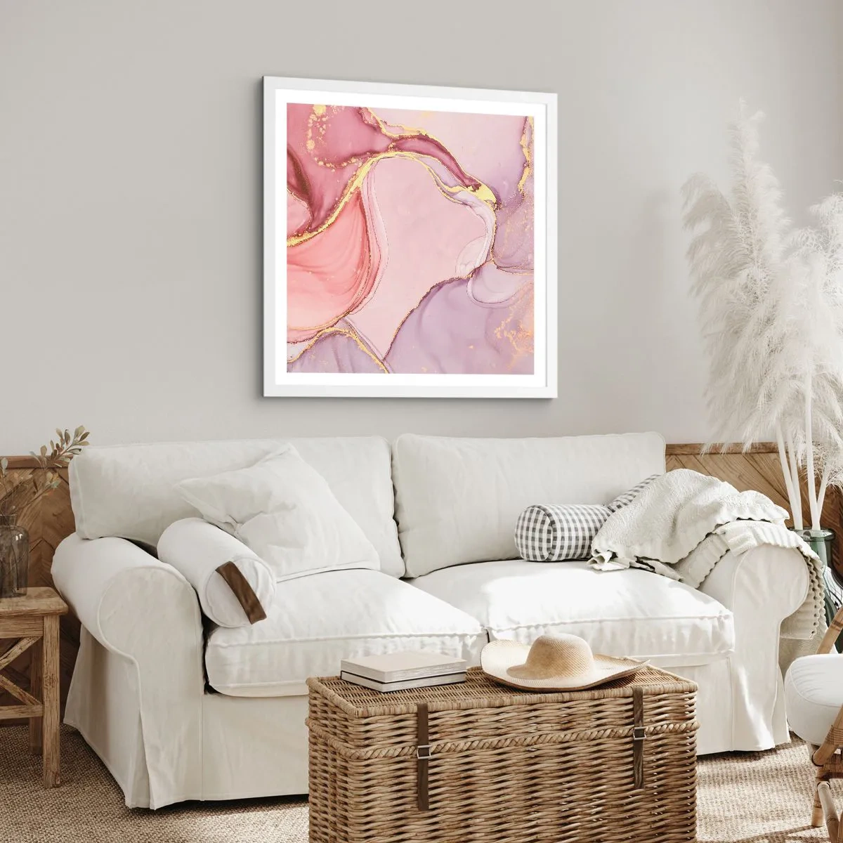 Poster in cornice bianca - La carezza dei colori - 50x50 cm