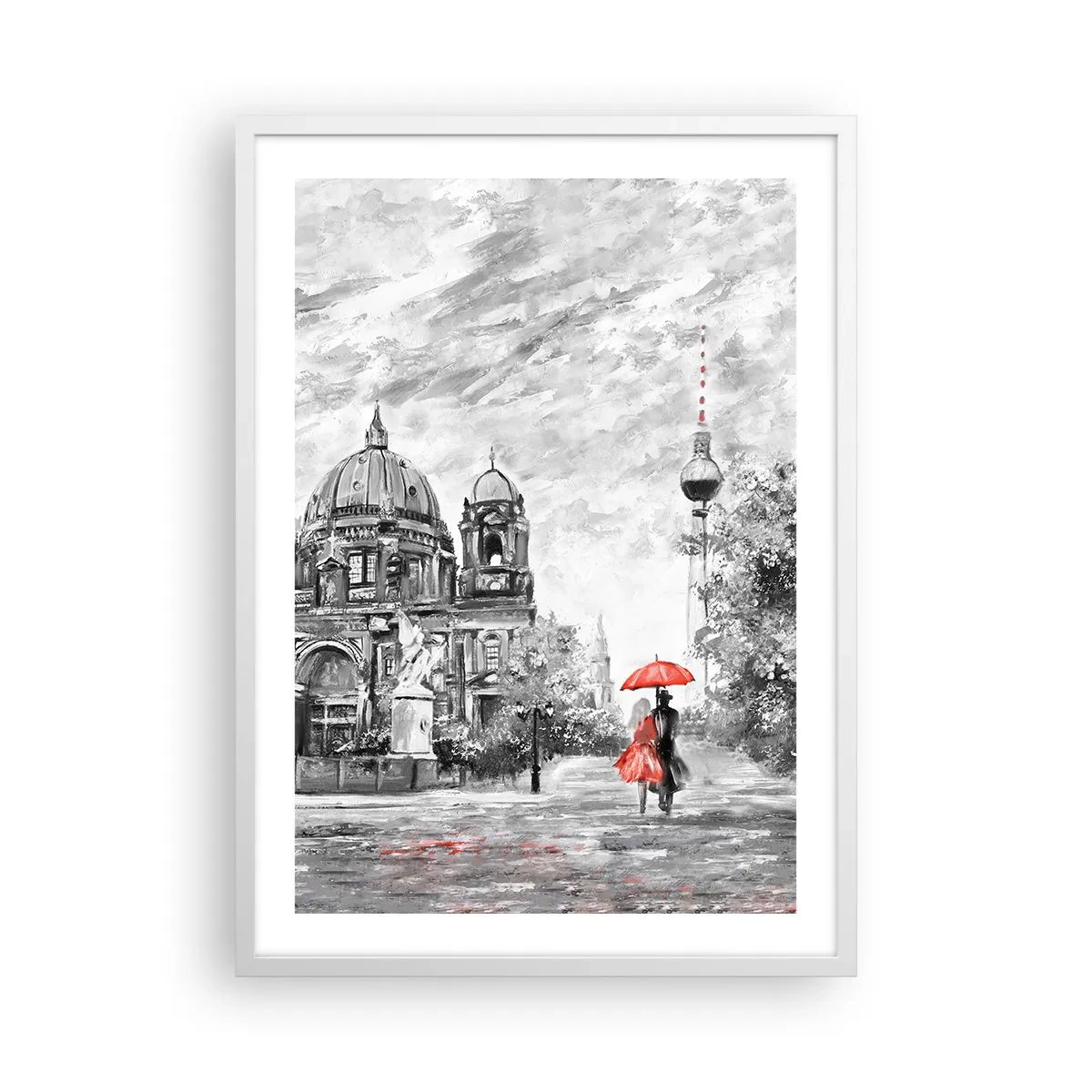 Poster in cornice bianca - Incontro a Berlino - 50x70 cm