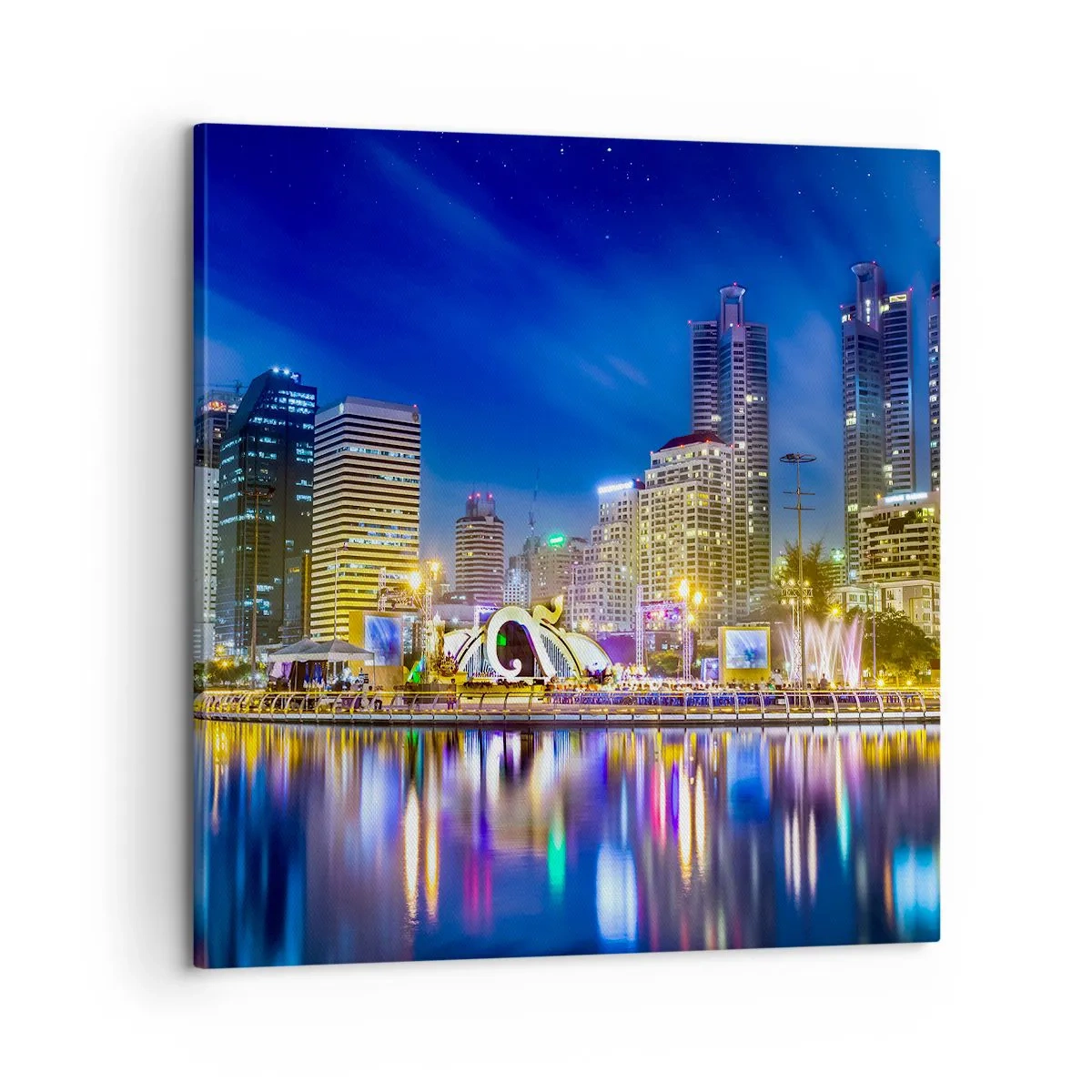 Quadro su tela - Stampe su Tela - Notte multicolore della metropoli - 60x60 cm