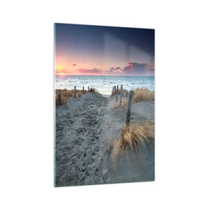 Quadro su vetro - Sentiero che porta alla spiaggia al tramonto - 70x100cm - Hai versato un arcobaleno di luce radiosa... - Decorazione murale moderna per soggiorno e camera da letto ARTTOR