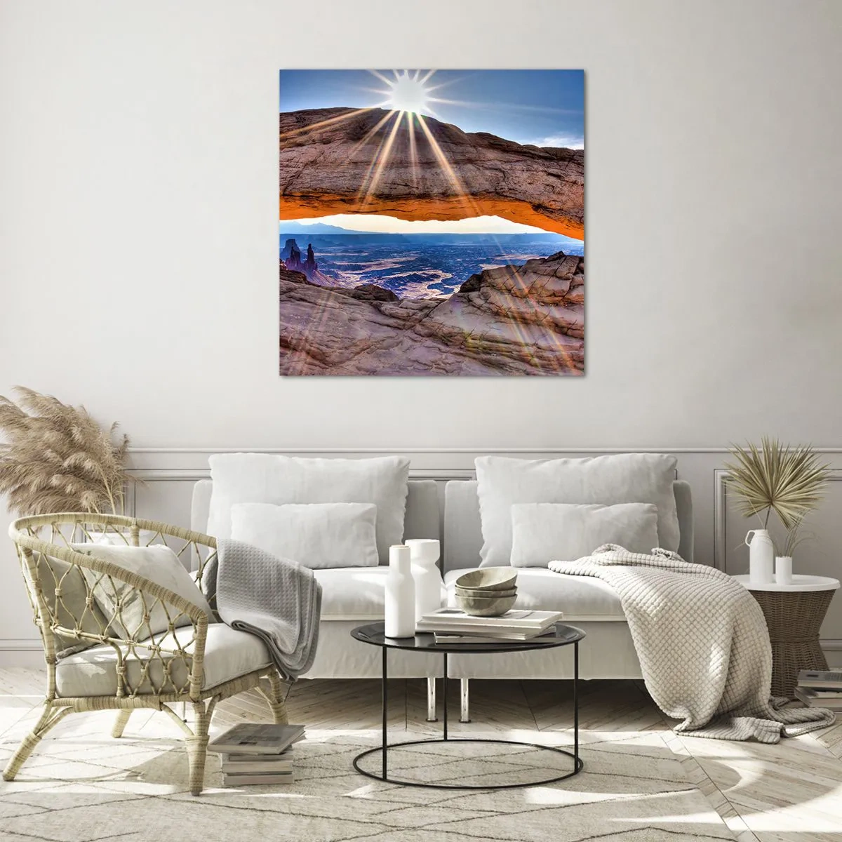 Quadro su vetro - Attraverso il portale di roccia - 40x40 cm