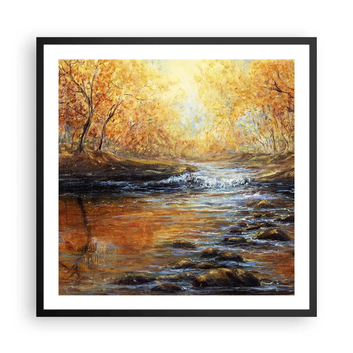 Poster in cornice nera - Ruscello d'oro - 60x60 cm