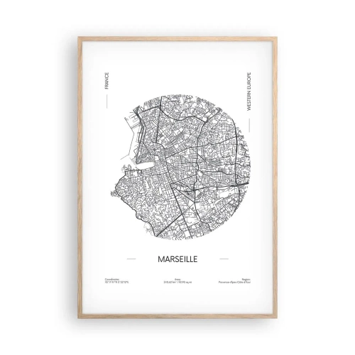 Poster in cornice rovere chiaro - Anatomia di Marsiglia - 70x100 cm