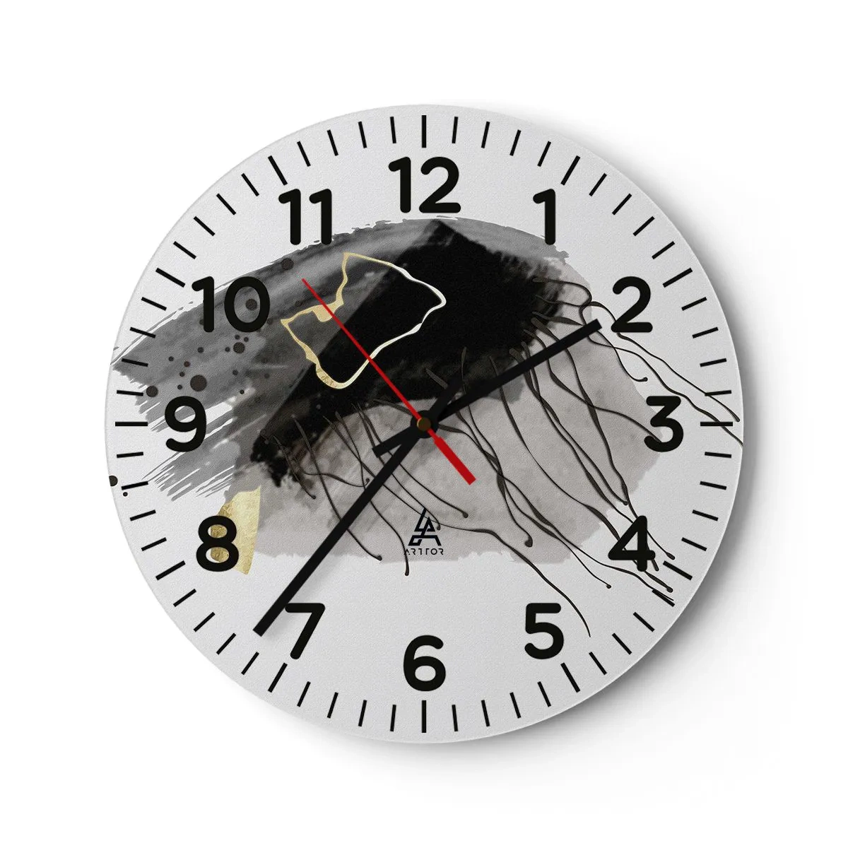 Orologio da parete - Orologio in Vetro - In nero e in oro - 40x40 cm