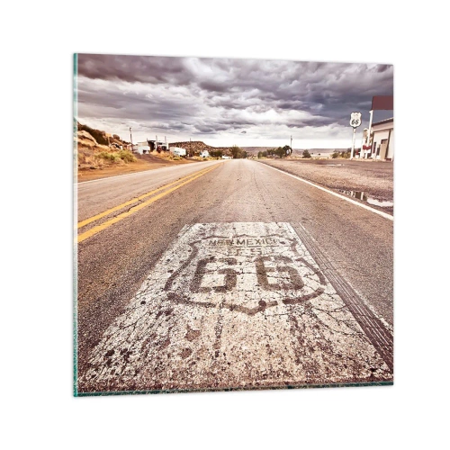 Quadro su vetro - La Route 66: una leggenda americana - 30x30 cm